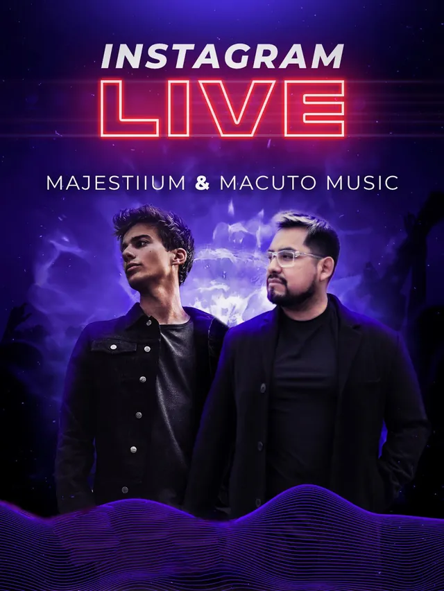 Cartel del directo de Instagram de Majestiium y Macuto Music
