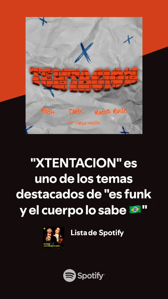 Tarjeta de Spotify: «XTENTACION» es uno de los temas destacados de «es funk y el cuerpo lo sabe», lista editorial de Spotify