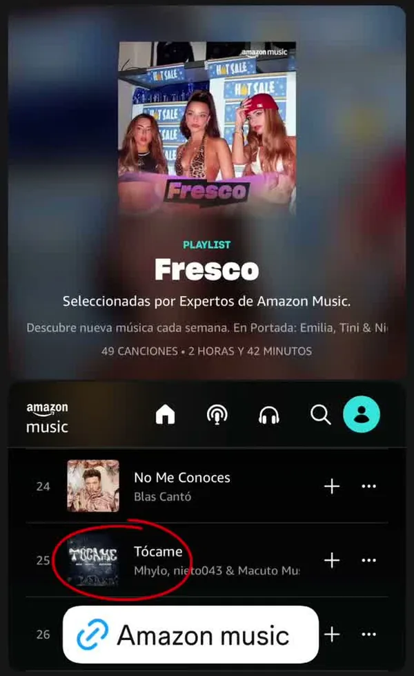 Playlist editorial Fresco de Amazon Music con un tema trabajado