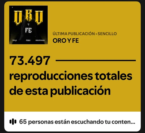 Spotify for Artists: un sencillo suma 73.497 reproducciones