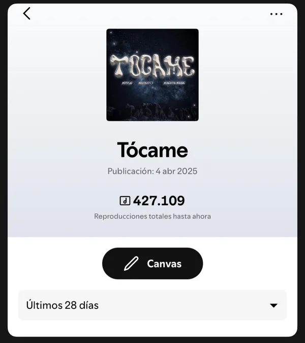 Spotify for Artists: un tema suma 427.109 reproducciones